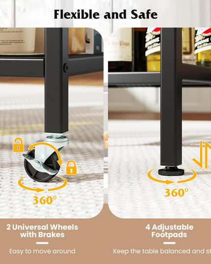 Giantex Folding Dining Table with Lockable Wheels