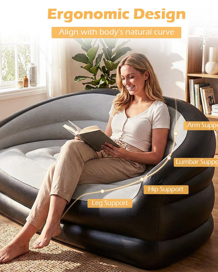 Giantex Inflatable Loveseat Couch | Portable & Foldable 2-Seater Air Sofa for Adults w/Armrests
