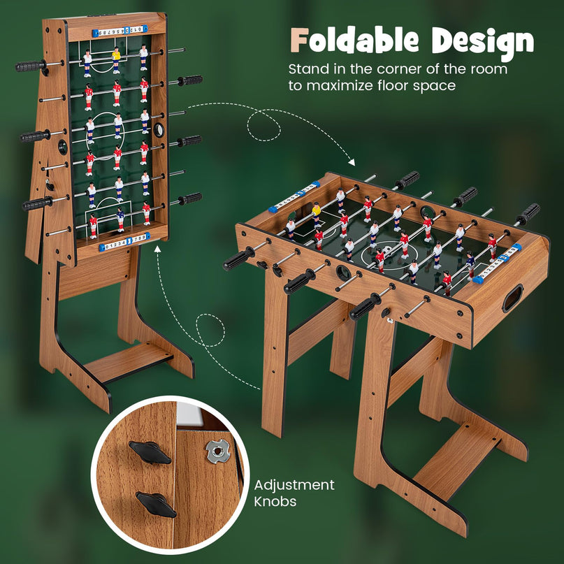 Giantex Folding Foosball Table, Space Saving Arcade Table Soccer with Durable Handle