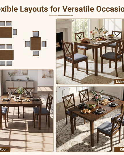 GIANTEX Dining Table Set with X-Shaped Backrest for Small Space