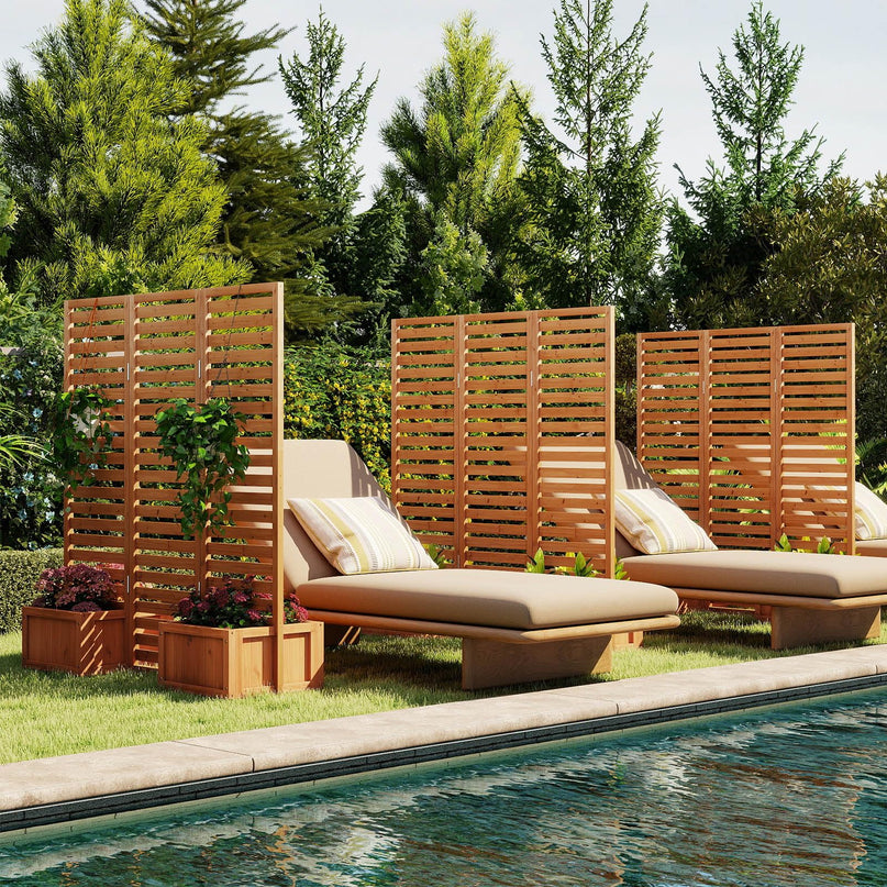 Giantex Outdoor Privacy Screen with Planter Box