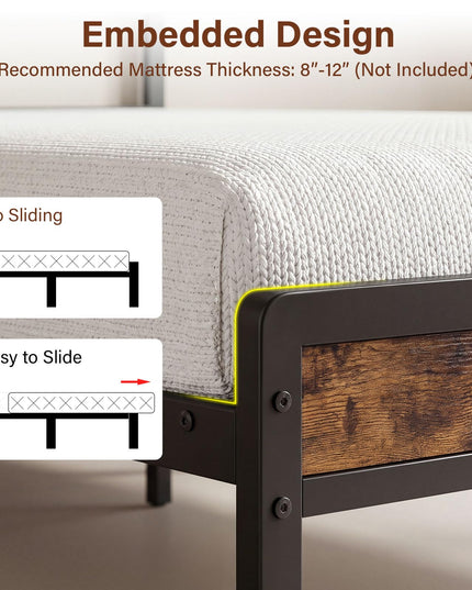 Giantex Full Size Bed Frame with Upholstered Headboard