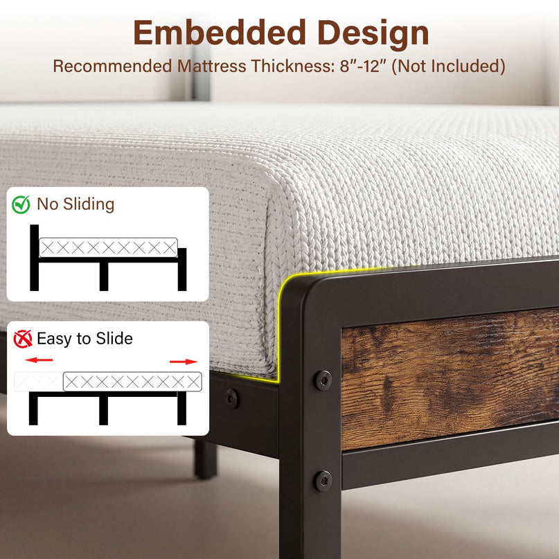 Giantex Full Size Bed Frame with Upholstered Headboard