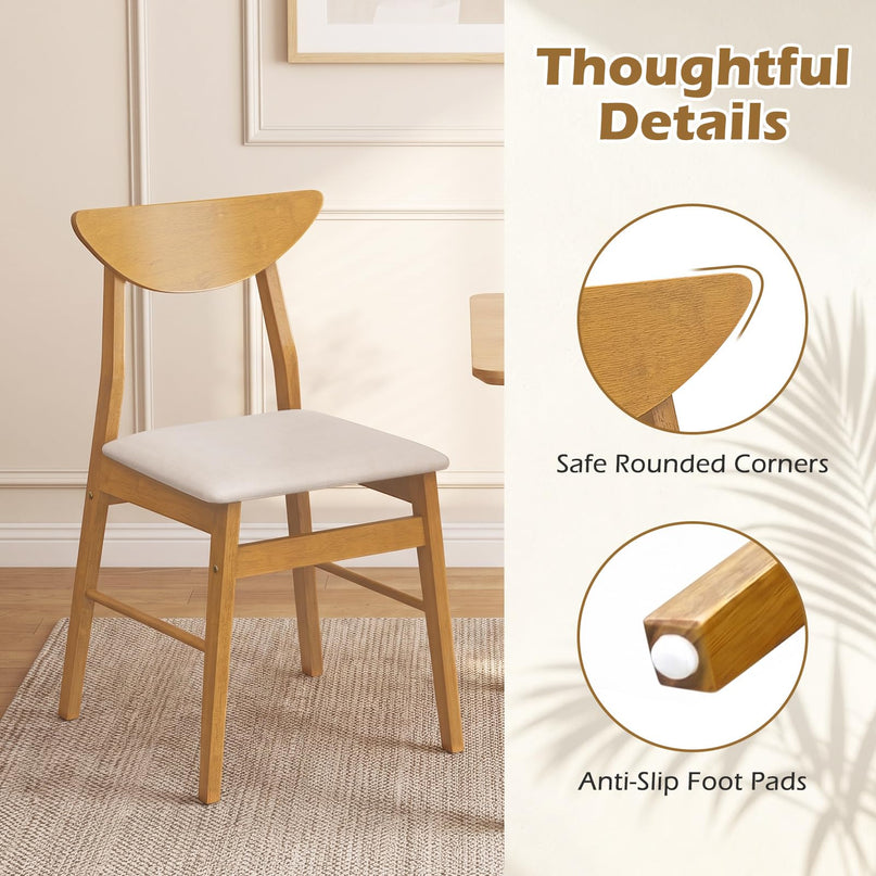 GIANTEX Upholstered Dining Chairs Set of 2/4 w/ Comfortable Upholstered Seat
