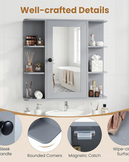Giantex Wall Mounted Bathroom Medicine Cabinet with Mirror & Shelves