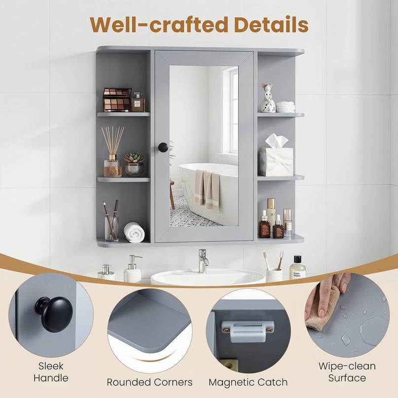 Giantex Wall Mounted Bathroom Medicine Cabinet with Mirror & Shelves