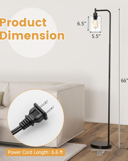 Giantex Industrial Floor Lamp, 66" Tall Pole Lamp with Clear Glass Lampshade