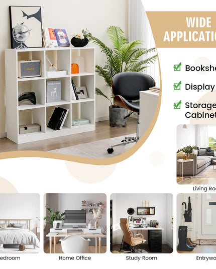 Giantex 9-Cube Bookcase White - 4-Tier Freestanding Open Bookshelf
