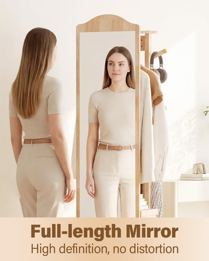 Miroir sur pied en bois Giantex 66" x 19" avec 2 tringles à vêtements