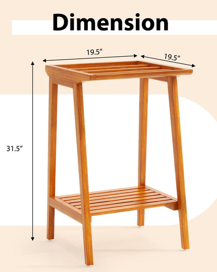 Giantex Teak Towel Rack for Bathroom, 5 Bars Freestanding Towel Racks with Storage Shelf, 19.5" L x 19.5" W x 31.5" H