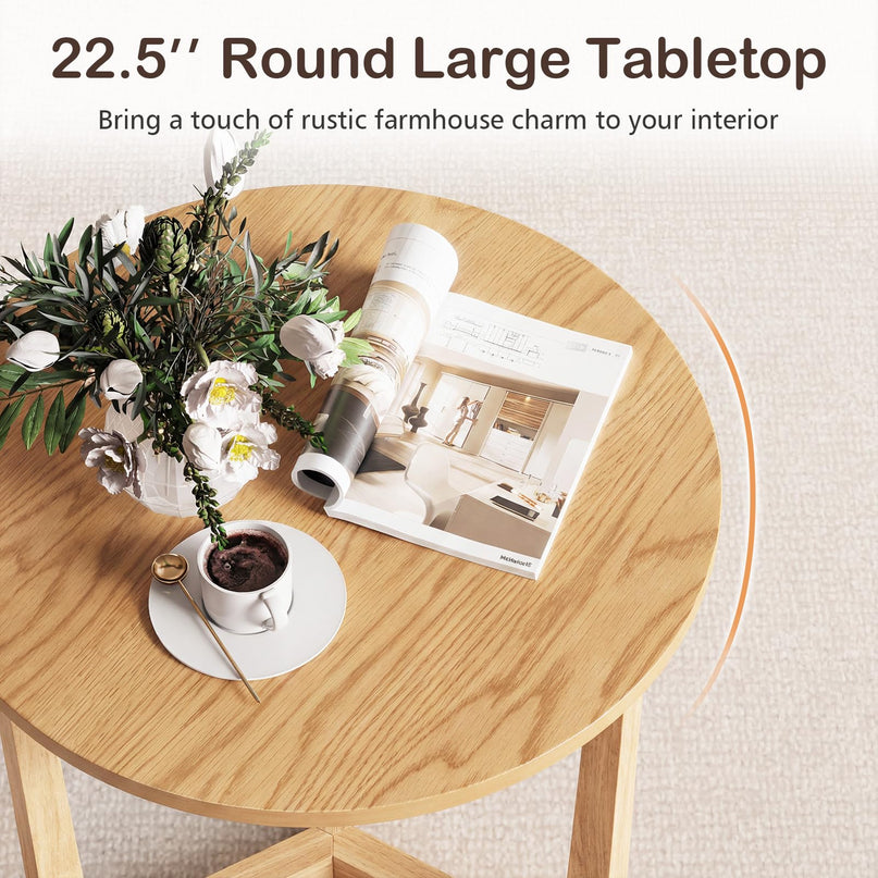 Giantex Oval Coffee Table and End Tables Set of 3 | Mid Century Modern Coffee Table and 2 Round Side Tables