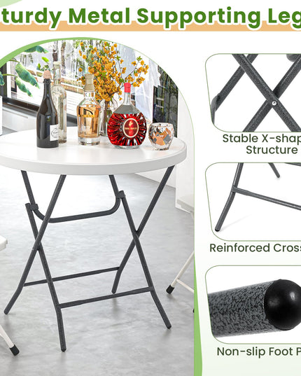 Giantex 32” Round Folding Table, HDPE Foldable Card Table for Party Wedding Event Picnic Commercial Banquet