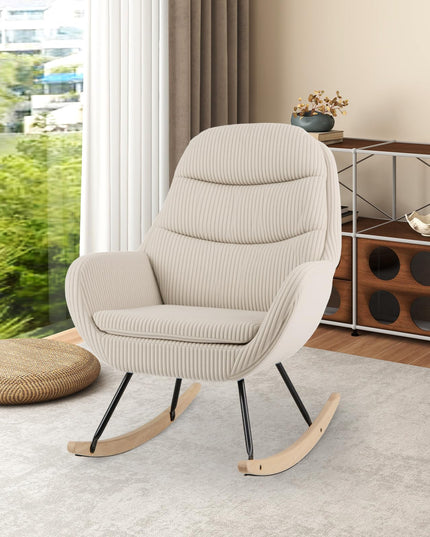 Giantex Rocking Chair Nursery Upholstered Glider Rocker with Padded Backrest & Seat