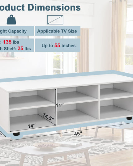 Giantex TV Stand with Cube Storage - TV Console Cabinet w/ 6 Open Compartments