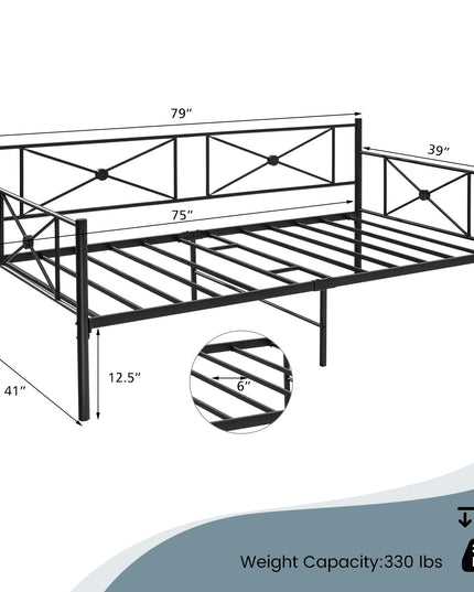 Giantex Metal Daybed Frame Twin Size, for Living Room Bedroom Guest Room, Easy Assembly, Black & White