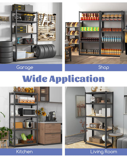 Giantex 5-Tier Storage Utility Shelves, 2000 LBS Total Load Capacity, Metal Garage Shelving Unit