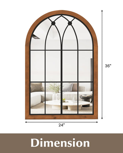CHARMAID Arched Window Wall Mirror, 36''L x 24''W Farmhouse Accent Mirror