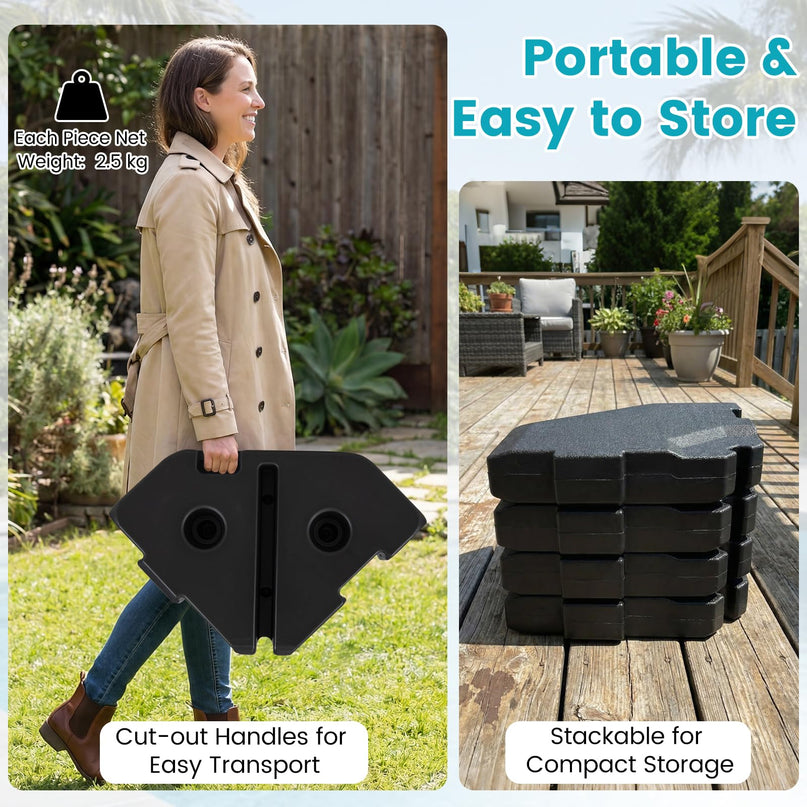 Giantex 4-Piece Fillable Offset Patio Umbrella Base 420 lbs