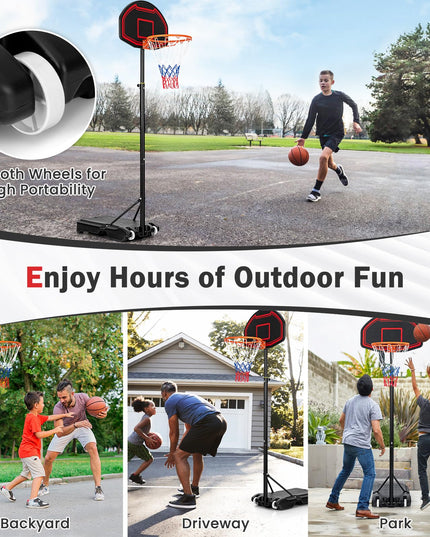 Giantex Portable Basketball Hoop Outdoor, 5.1-6.9Ft Height-Adjustable Basketball Goal System Indoor w/Shatterproof Backboard