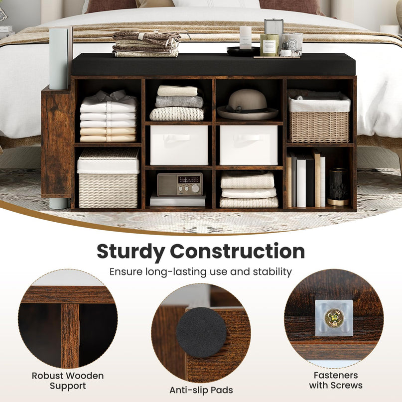 Giantex Shoe Storage Bench with Umbrella Stand 10-Cubby Entryway Shoe Rack