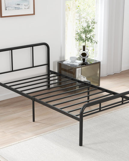 Giantex Twin Size Bed Frame, Modern Metal Platform Bed with Headboard and Footboard, Heavy Duty Steel Slat Support Mattress Foundation