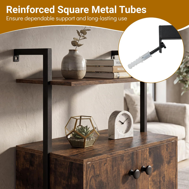 Giantex 38" Tall Industrial Wall Mount Bookshelf with Storage Cabinet (1/2)