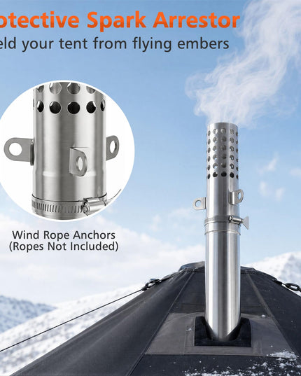 GIANTEX Hot Tent Stove | Portable Wood Burning Stove with 7 Chimney Pipes
