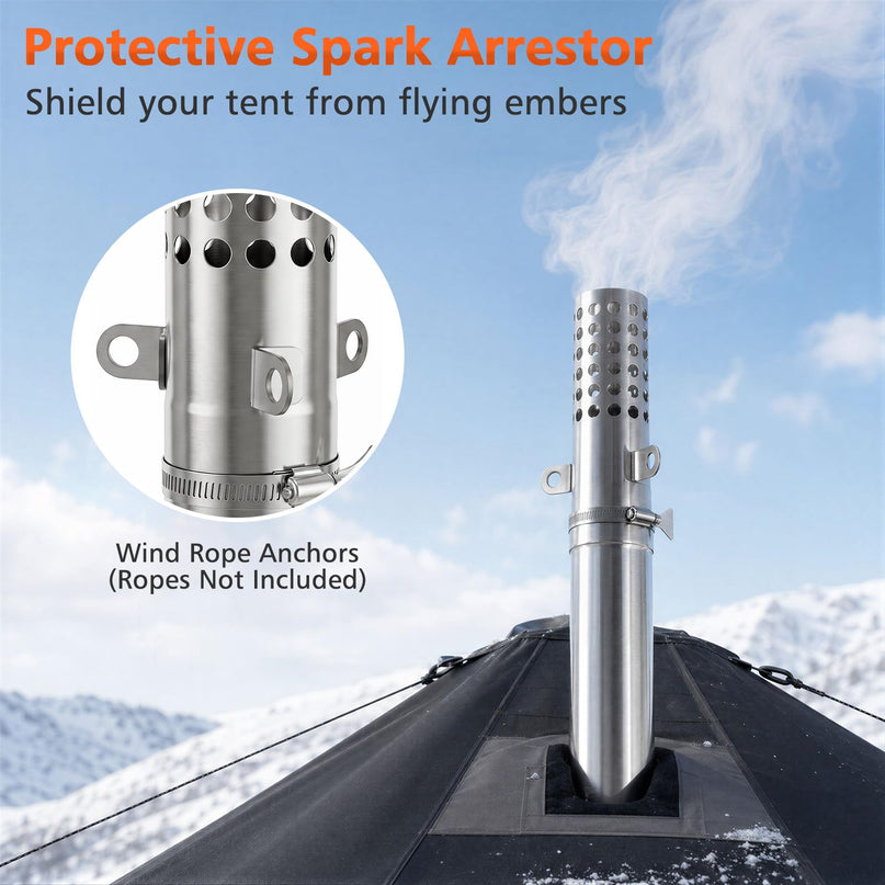 GIANTEX Hot Tent Stove | Portable Wood Burning Stove with 7 Chimney Pipes