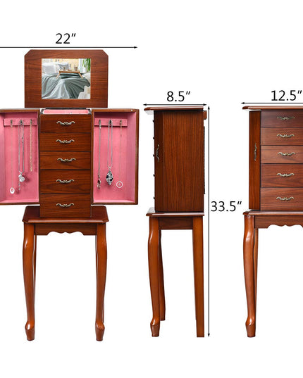 Giantex Standing Jewelry Cabinet Armoire with Top Flip Mirror