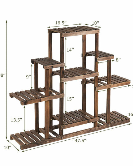 Giantex Flower Rack Wood Plant Stand Wood Shelves Bonsai Display Shelf (47.5”Lx 10’’Wx 38’’H)