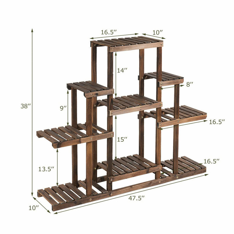 Giantex Flower Rack Wood Plant Stand Wood Shelves Bonsai Display Shelf (47.5”Lx 10’’Wx 38’’H)