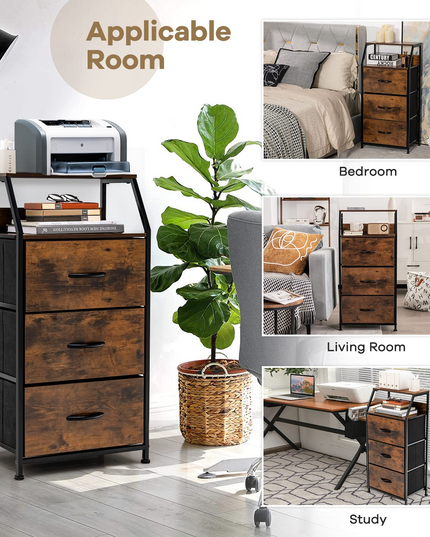 Giantex 3 Drawers Dresser, Storage Tower w/ 3 Foldable Fabric Drawers & Open Shelves