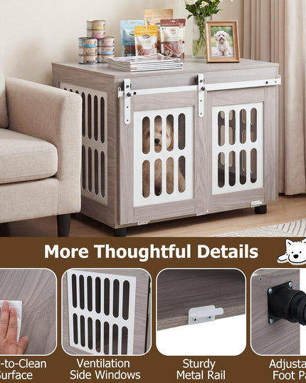 GIANTEX 80cm Dog Crate Furniture with Barn Door for Small Medium Dogs