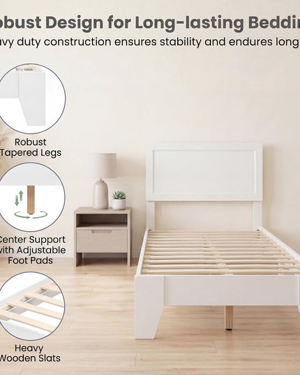 GIANTEX Twin/ Full/Queen Size Wooden Bed Frame with Heavy Duty Mattress Foundation