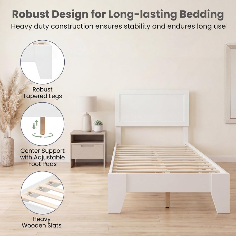 GIANTEX Twin/ Full/Queen Size Wooden Bed Frame with Heavy Duty Mattress Foundation