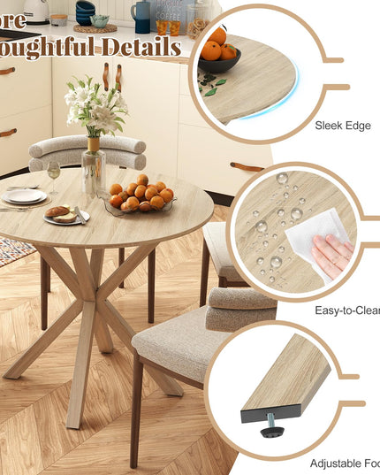 Giantex 36" Round Dining Table for 4 with Rubber Wood Legs