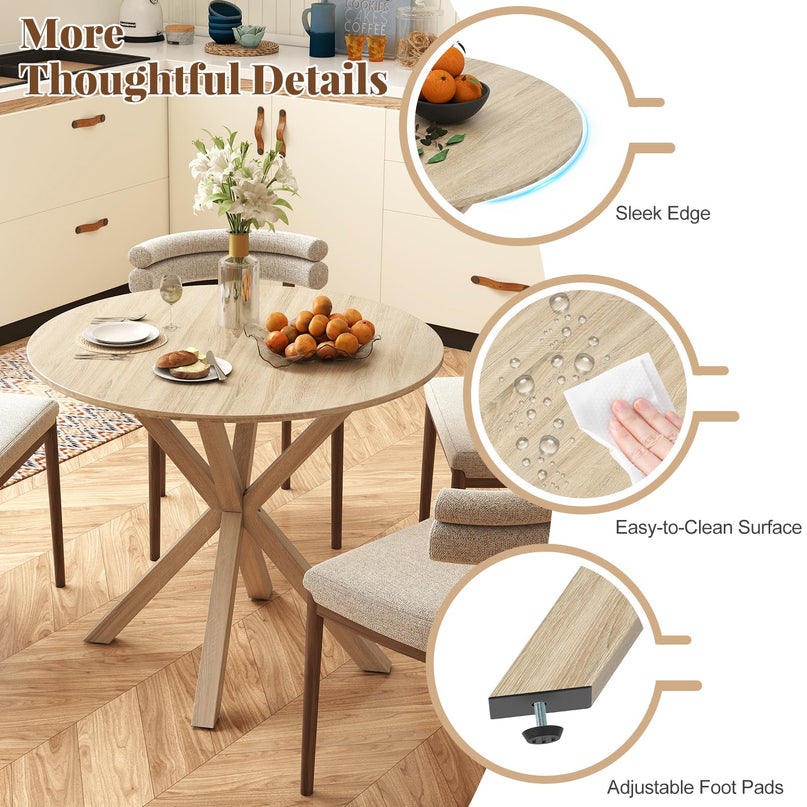 Giantex 36" Round Dining Table for 4 with Rubber Wood Legs