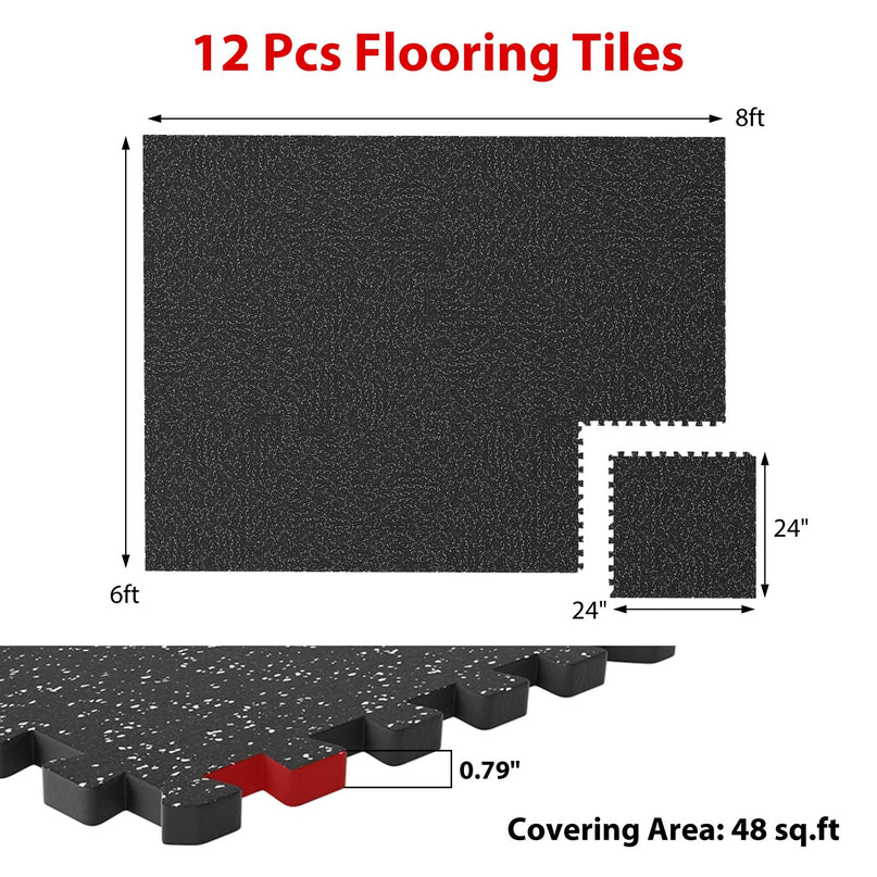 Giantex 12/24Pack Interlocking Rubber Gym Floor Mats