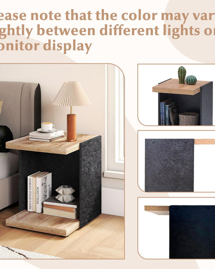 Giantex 2 Tier Sofa Side Table with Open Storage Shelf