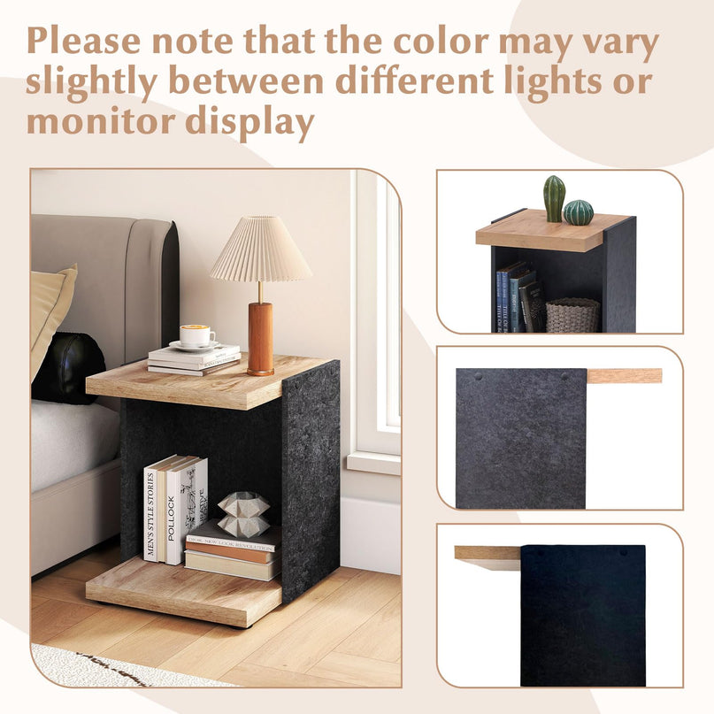Giantex 2 Tier Sofa Side Table with Open Storage Shelf