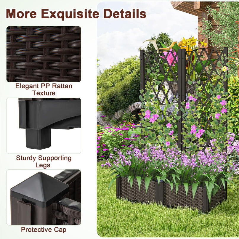 Lot de 2 jardinières surélevées Giantex avec treillis (32”L x 16”l x 48”H)