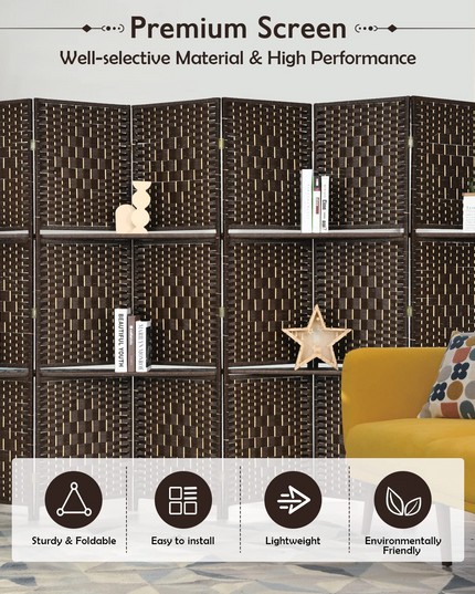 Giantex 6Ft 6 Panel Room Divider with Shelves