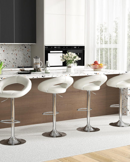 Giantex Adjustable Swivel Bar Stools, Modern PU Leather Counter Height Bar Chairs w/Hollowed Back