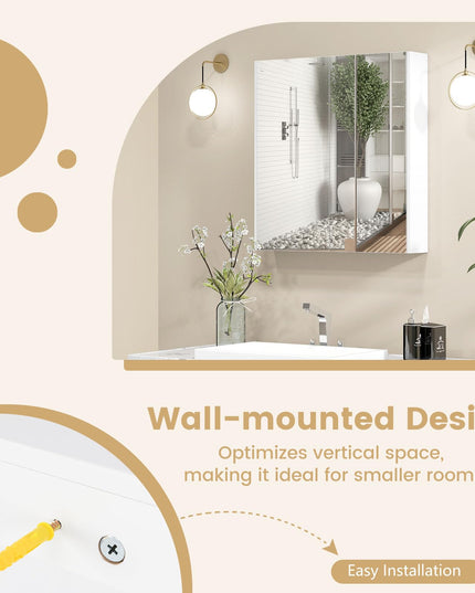 Giantex Medicine Cabinet, 24.5" x 25.5" Bathroom Wall Cabinet with 2 Mirror Door