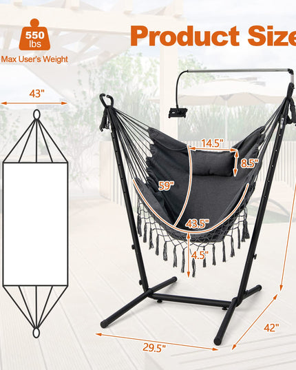 Giantex Hanging Swing with Stand - Hammock Chair with Phone Holder