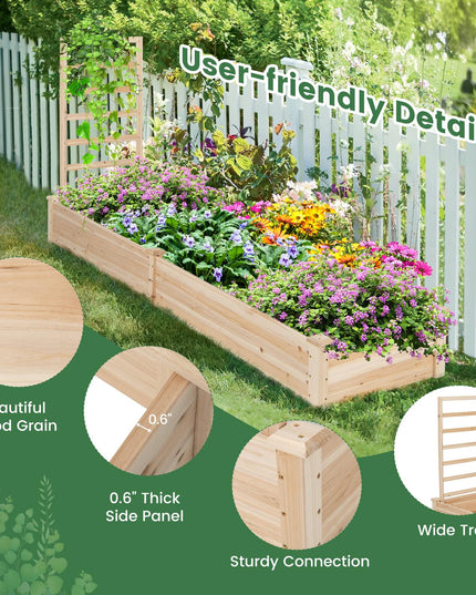 Giantex Raised Garden Bed with Trellis, 93" L x 25" W x 40" H