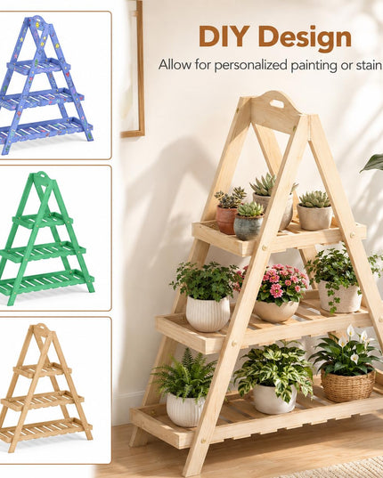 Giantex 3-Tier Plant Stand Indoor w/ Slatted Shelves