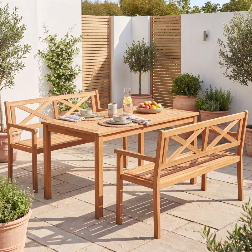Giantex 47" Patio Acacia Wood 2-Person Outdoor Bench