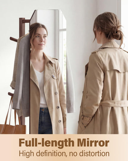 Miroir sur pied en bois Giantex 65,5" avec tringle à vêtements