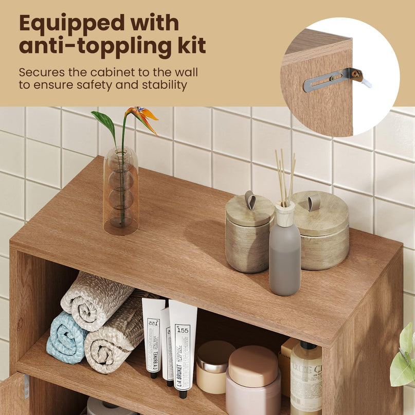 Giantex Bathroom Storage Cabinet with 2 Doors & 3-Level Adjustable Shelf